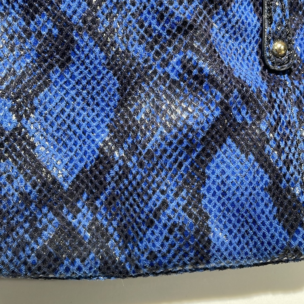 MARC FISHER Faux Snakeskin Shoulder Satchel, 3 Compartments,Navy/Black/Gold Trim - Picture 12 of 12